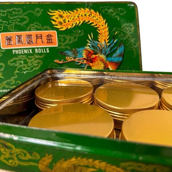 Golden Phoenix Green Enamel Tin Stash Box - Picture 9 of 9